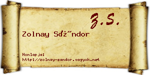 Zolnay Sándor névjegykártya